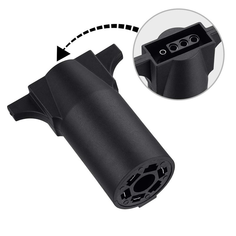 Miady Trailer Wiring Adapter, Heavy Duty Weatherproof 7 RV Blade to 4 Flat Trailers Light Connector Plug - Image 3